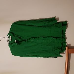 Zara green ruffle button up blouse size XS.
